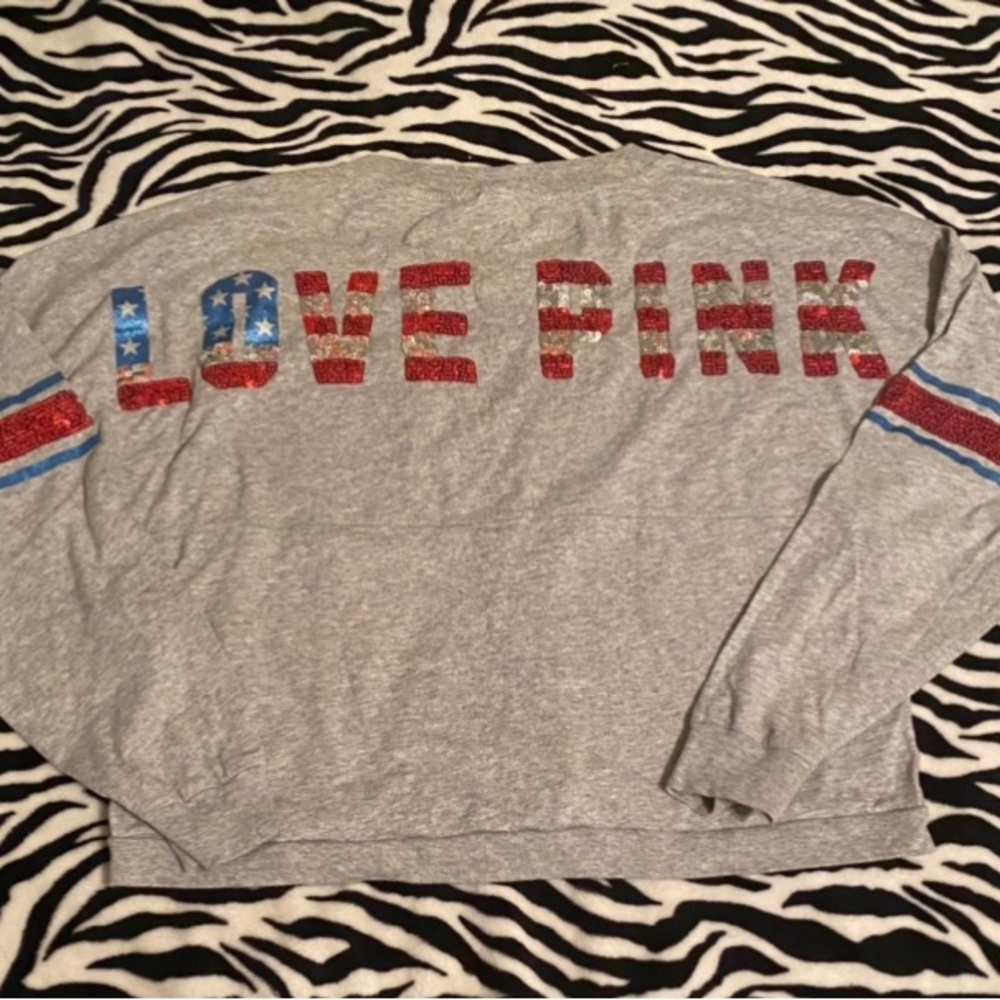 VS Pink bling crop top long sleeve SZ Medium